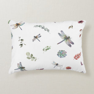 Botanisches Blumengrün Wasserfarbenes Muster Dekokissen