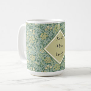 Botanisches Blumenmuster Aquamarin und gelb Kaffeetasse