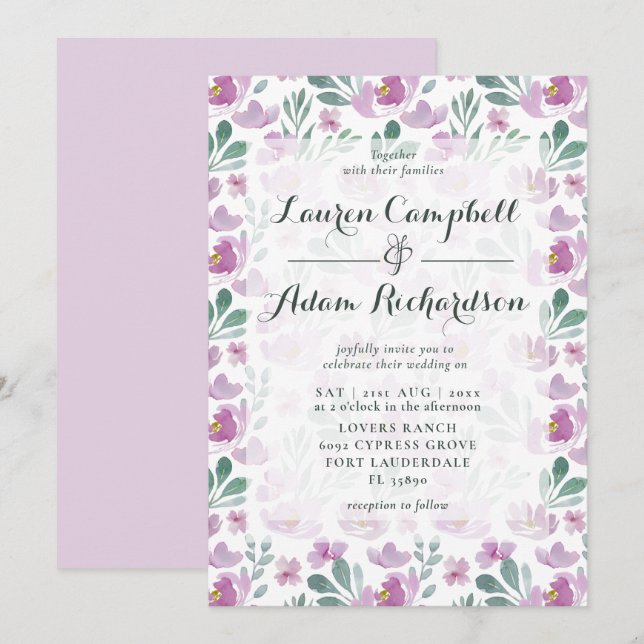 Botanisches Blumenmuster Einladung (Vorne/Hinten)