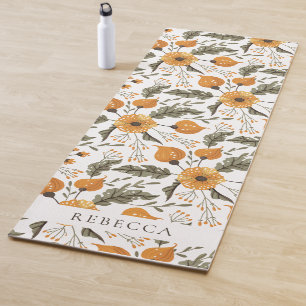 Botanisches Blumenmuster Goldener grüner Individue Yogamatte