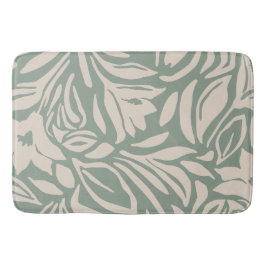 Botanisches Blumenmuster in Salbei und Creme Badematte