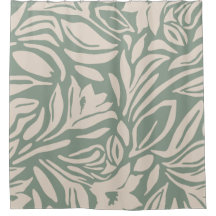 Botanisches Blumenmuster in Salbei und Creme