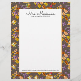 Botanisches Blumenmuster von Hand Wasserfarbene Bi Briefbogen