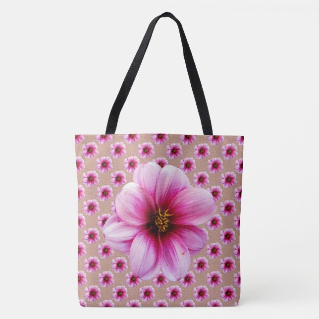 Botanisches Blumenrosa auf irgendeiner Farbe Tasche (Vorderseite)