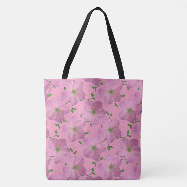 Botanisches Blumenrosa auf irgendeiner Farbe Tasche (Vorderseite)