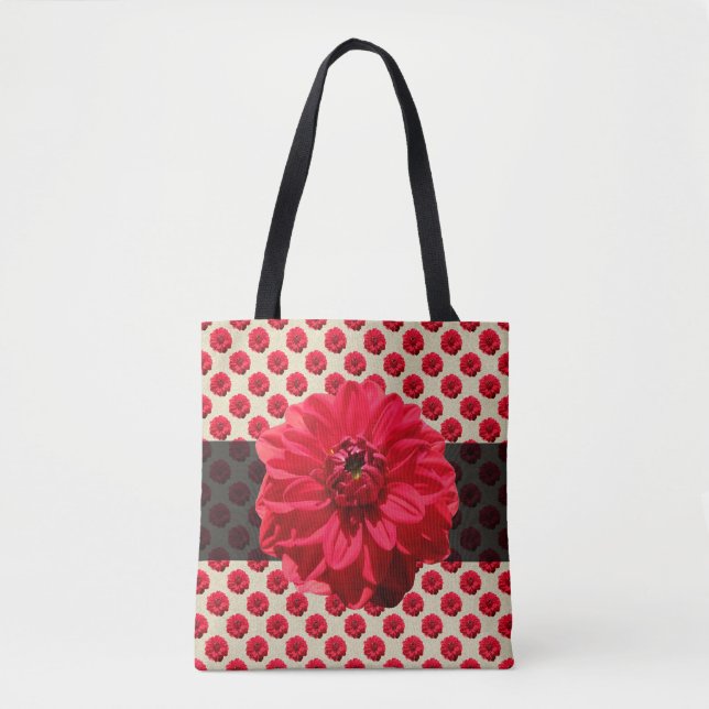 Botanisches Blumenrot auf einem Farbtücher Tasche (Vorderseite)