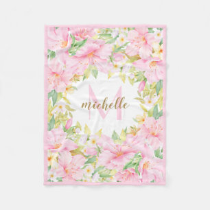 Botanisches Blush Pink Baby Girl Fleecedecke