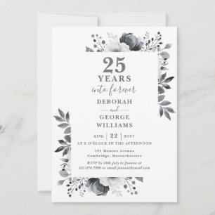 Botanisches Blütensilber 25. Hochzeitstag Einladung