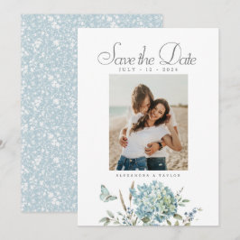 Botanisches Bohemisches Blue Watercolor Hochzeitss Save The Date