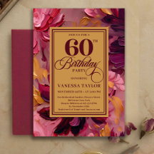 Botanisches Boho 60. Geburtstags Burgunder Floral 