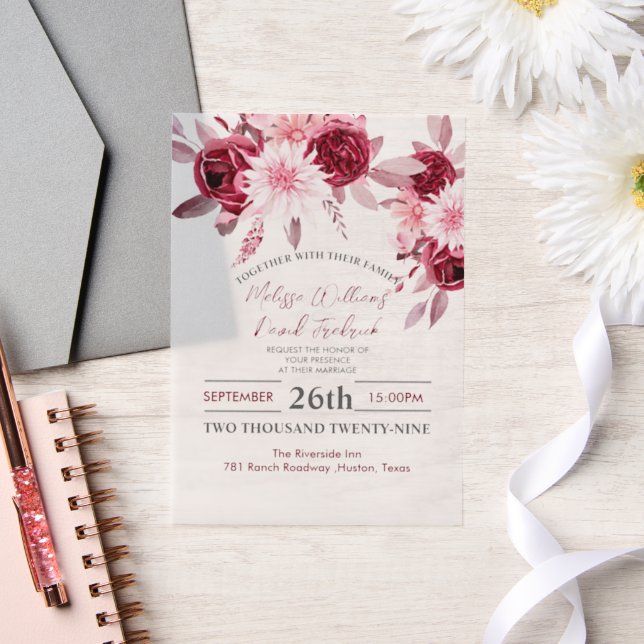 Botanisches Boho Chic Blume Blush Burgundy Wedding (Hochzeit)