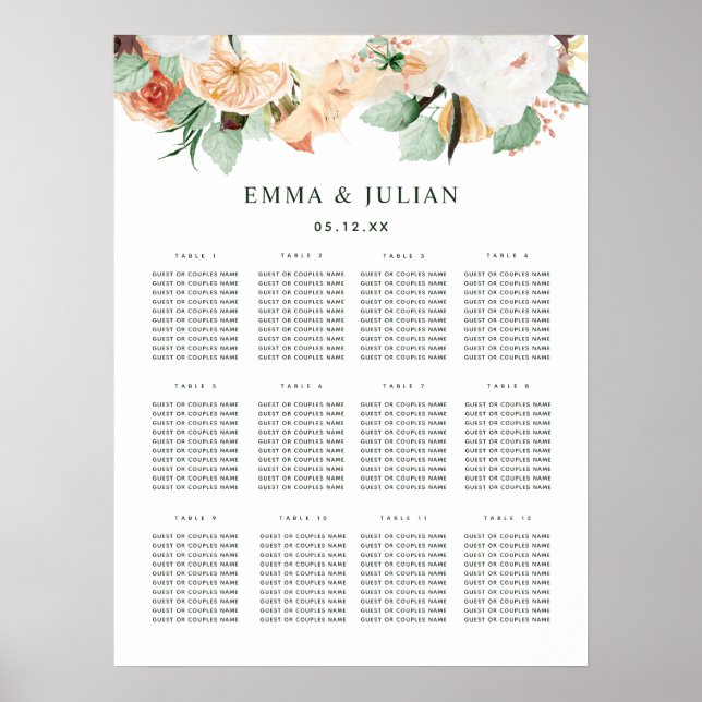 Botanisches Boho Greenerity Hochzeitsstift Poster (Vorne)
