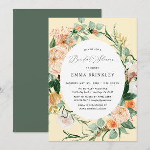 Botanisches Boho Greenery Gelbes Brautparty Einladung