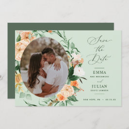 Botanisches Boho Greenery Sage Grünes neutrales Fo Save The Date