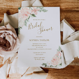 Botanisches Brautparty aus Rosa und Gold Einladung