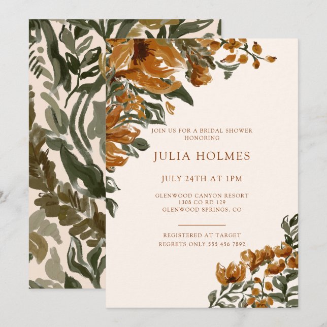 Botanisches Brautparty Einladung (Vorne/Hinten)