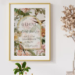 Botanisches Brautparty Floral Poster<br><div class="desc">Set für ein Brautparty, aber Sie können alle Veranstaltungsinformationen ändern, um Ihre eigene Veranstaltung Anzug. Elegante, Vintage botanische Rose und Pfannkuchen mit wunderschönen Gesangvögeln schaffen ein exquisites, geheimes Hütte Gartendesign. Antike Illustrationen in Aquarellfarbe und zerschnitten wurden kombiniert, um dieses üppige, moderne Einladungs-Suite-Design zu schaffen. Der Text enthält einen Art-Déco-Schriftart im...</div>