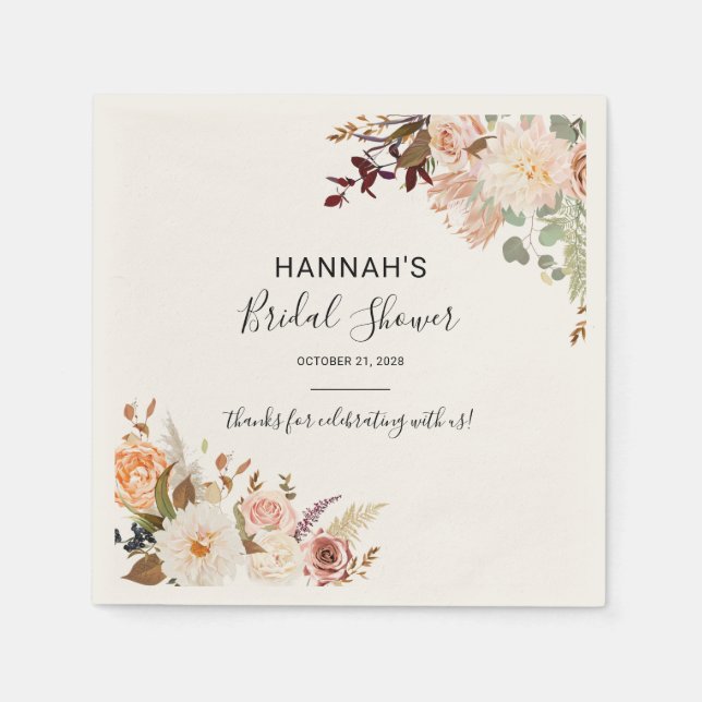 Botanisches Brautparty für Blumenfallen Serviette (Vorderseite)