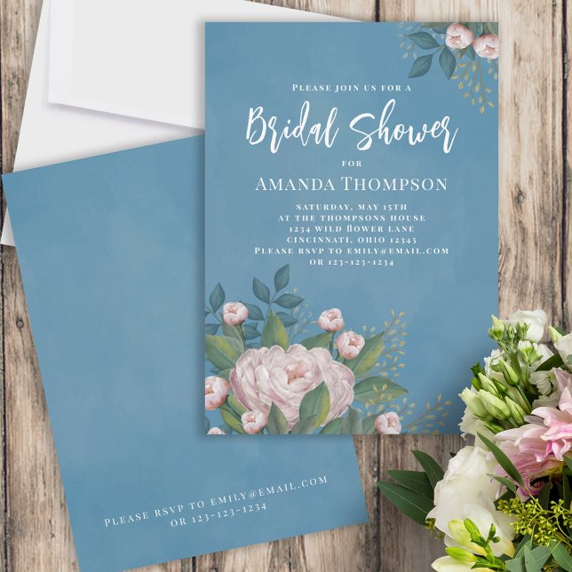 Botanisches Brautparty in Aquarellfarbe Rosa Einladung (Von Creator hochgeladen)