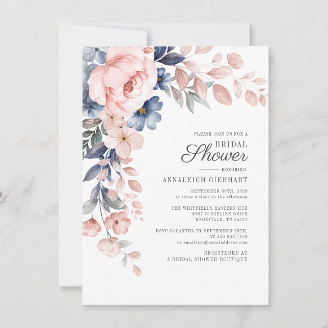 Botanisches Brautparty Pink Floral Einladung (Vorderseite)