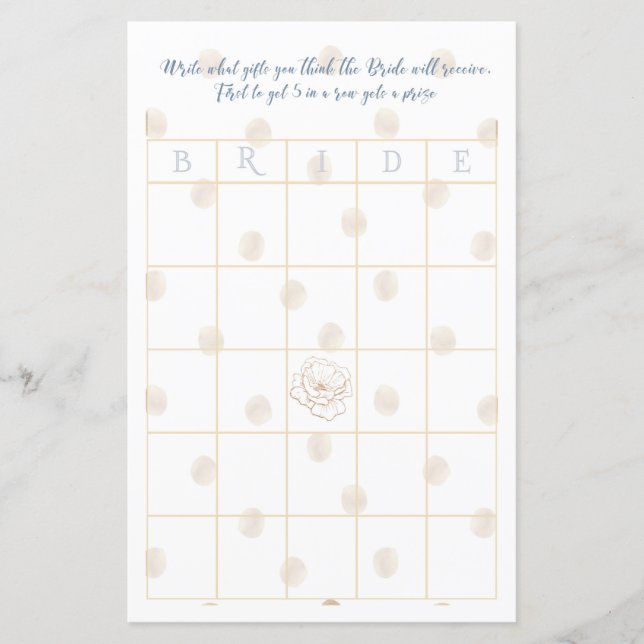 Botanisches Bridal Bingo Spiel (Vorderseite)
