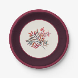 Botanisches Burgund Berry Stripe Pappteller