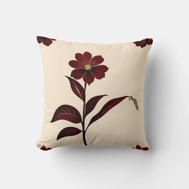 Botanisches Burgund-Blume mit Gold Kissen (Vorderseite)