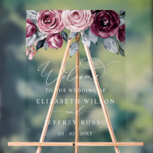 Botanisches Burgunder-Blumen-Hochzeits-Willkommens
