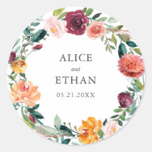 Botanisches Burgundy-Organge-Wreath-Hochzeit