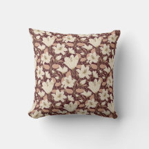 Botanisches Burgundy Red Beige Lily Floral Pattern