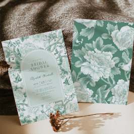 Botanisches Chinoiserie Sage Green Brautparty Einladung