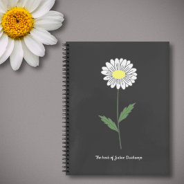 Botanisches Daisy-Blume-Black-Notebook Notizbuch