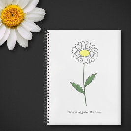 Botanisches Daisy-Blume-White-Notebook Notizbuch