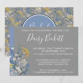 Botanisches Daisy Yellow & Navy Blue Brautparty Einladung