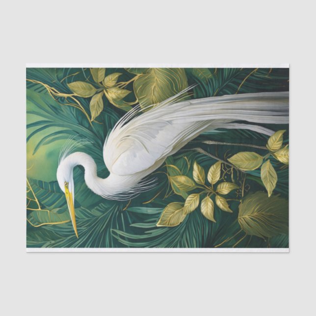 Botanisches Design aus weißem Kranich, elegant tro Seidenpapier (Vorderseite)