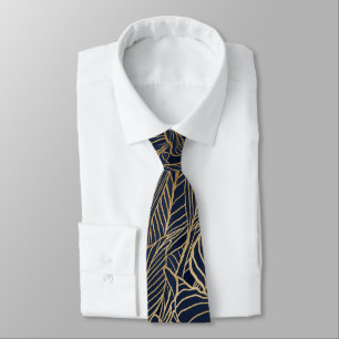Botanisches Design der modernen Blue Gold Foliage Krawatte