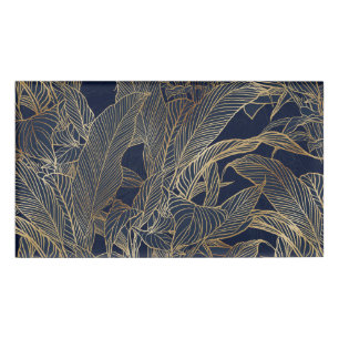 Botanisches Design der modernen Blue Gold Foliage  Namenschild