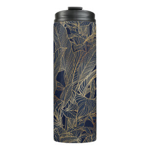 Botanisches Design der modernen Blue Gold Foliage  Thermosbecher