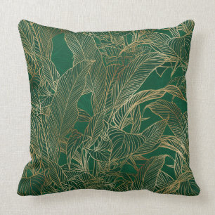 Botanisches Design der modernen Green Gold Foliage Kissen