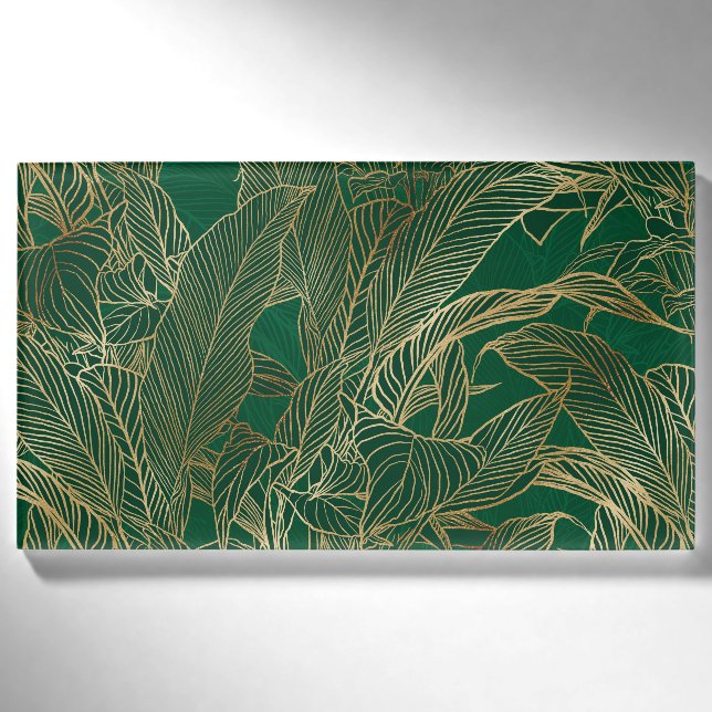 Botanisches Design der modernen Green Gold Foliage Namenschild (Vorderseite)