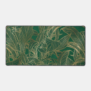 Botanisches Design der modernen Green Gold Foliage Schreibtischunterlage