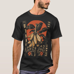 Botanisches Design der tropischen Vintag Bananen-P T-Shirt