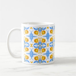 Botanisches Design Golden und Blau - Watercolou Kaffeetasse