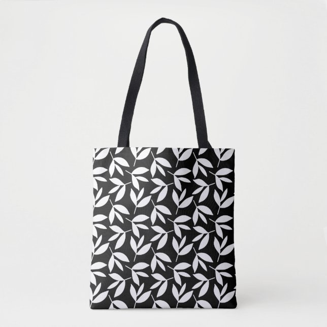 Botanisches Druckmuster schwarz-weiß Tasche (Vorderseite)