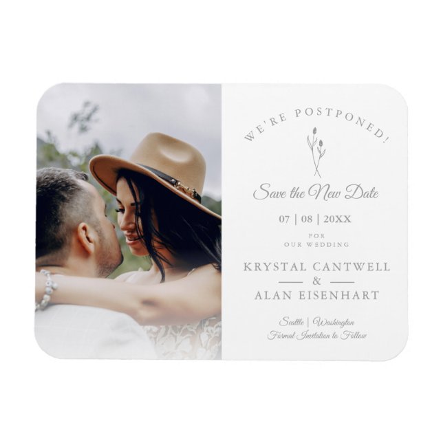 Botanisches Einfaches Postponieren Hochzeit Gerett Magnet (Horizontal)