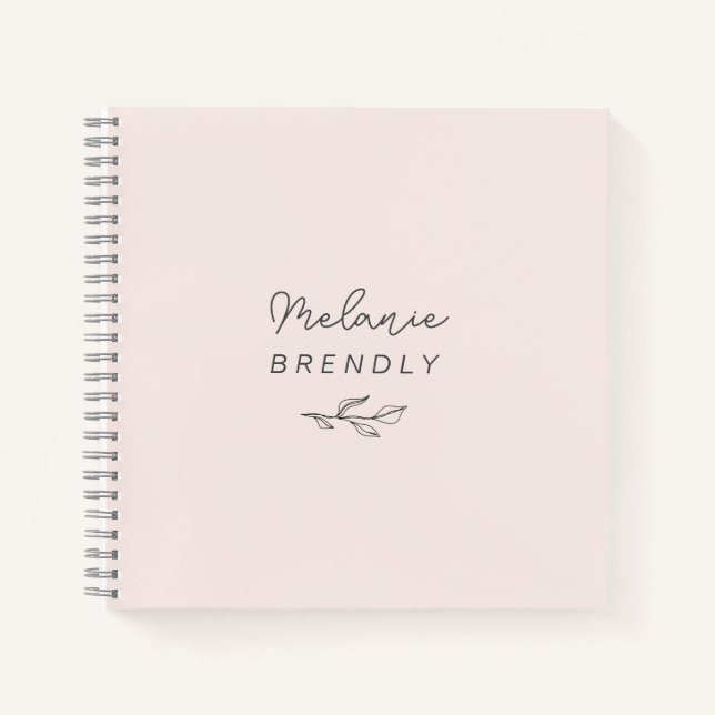 Botanisches Elegant Modernes Minimalistisches rosa Notizbuch (Vorderseite)