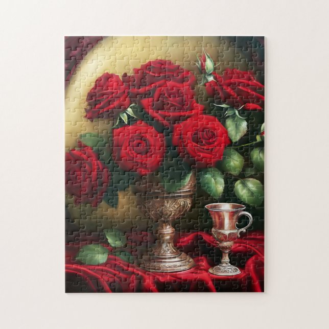 Botanisches Elegantes Bouquet Rote Rosen (Vertikal)