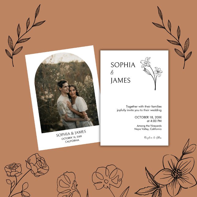 Botanisches Elegantes Minimalistisches Hochzeitser Save The Date (Botanical Elegant Minimalist Wedding Invitation)