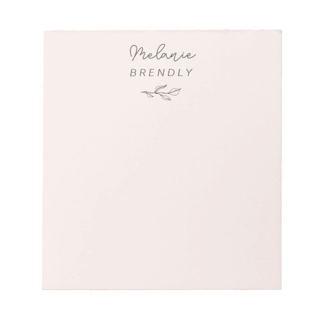 Botanisches Elegantes Modernes Minimalistisches Ro Notizblock (Vorderseite)
