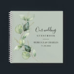 Botanisches Eukalyptus Greenerity Wedding Gästebuc Notizbuch<br><div class="desc">Dieses elegante Gästebuch mit Eukalyptus-Blätter und moderner Typografie lässt sich leicht für andere besondere Anlässe wie Brautpartys, Verlobungsfeiern, Geburtstage, Jahrestage, Familienfeiern und andere Anlässe, die Sie für die kommenden Monate vorbereitet haben, anpassen. Bearbeiten Sie den Text, indem Sie oben auf die Schaltfläche "Personalisieren" klicken und auf die blaue Schaltfläche "Bearbeiten...</div>